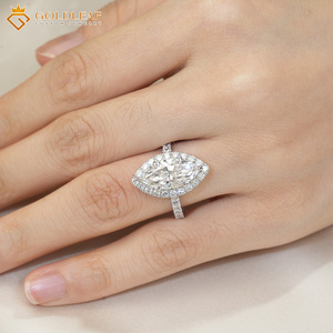 Anillo de Compromiso Goldleafgem Personalizado Clásico con Diamante Cultivado en Laboratorio de Corte Marquise de 1CT, 2CT, 3CT, 10k, 14k, 18k, Certificado IGI para Boda - Product Image 2
