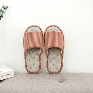 Linnen pantoffels voor koppels, open teen, ademend, antislip PVC zool, gevoerde binnenzool, voor binnen, slaapkamer, alle seizoenen, dagelijks gebruik. - Product Image 3