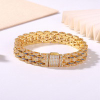 Bracelet pour homme en argent sterling 925 plaqué or, chaîne cubaine de 8 mm, 5 tailles, bijoux hip-hop, diamant moissanite VVS D Miami