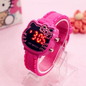 Dessin animé mignon Animal KT chat Hello Kitty chat Silicone électronique LED montre pour enfants sortes cadeau - Product Image 4