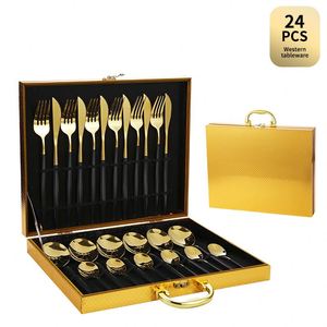 Juego de Cubiertos de Acero Inoxidable para Restaurante Gold, 24 Piezas con Estuche - Product Image 2