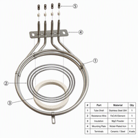 Élément Chauffant à Circulation d'Air Chaud OEM 3KW 220V en Acier Inoxydable SS304, Chauffage Circulaire à Triple Anneau pour Four à Convection et Four à Air Chaud