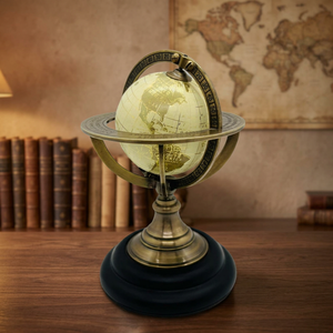 Globe terrestre rotatif en laiton antique, ornement décoratif de table avec support méridien pour la décoration de la maison, du bureau ou de la bibliothèque - Product Image 2