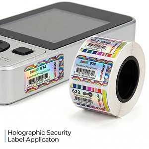 สติกเกอร์ฉลากสินค้าโฮโลแกรมสีเงิน พิมพ์โลโก้ตามสั่ง สีรุ้ง วัสดุ PET พร้อมกาวในตัว คิวอาร์โค้ด และหมายเลขซีเรียล - Product Image 1