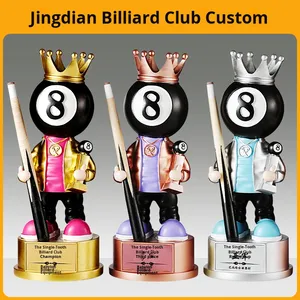 Salón de billar negro ocho resina conmemorativa ecológica diseño libre trofeo hecho a medida Snooker competición campeón tallado - Product Image 3
