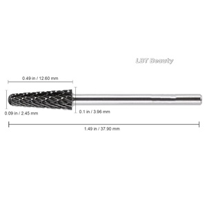 Broca de Carburo Profesional LBT USA, Tamaño de Vástago de 3/32 Pulgadas, Forma de Cono, Broca para Uñas, Herramientas de Manicura y Pedicura, Máquina Dremel - Product Image 1