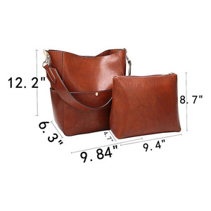 Women's Designer Work Shoulder Bags Waterproof PU Leather Bucket Tote Hobo Purse and <strong>Medium</strong> Satchel <strong>Handbag</strong> with Open Closure - Product Image 3
