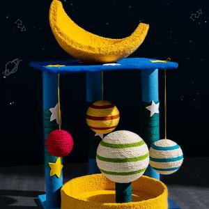 자연 사이잘랄 포스트 별이 빛나는 하늘 고양이 실내 고양이를위한 우주 캡슐과 나무를 등반 - Product Image 5