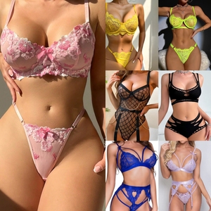 Vente directe usine – Lingerie féminine en dentelle à trois points révélant la poitrine, grande taille, sexy et de haute qualité - Product Image 2