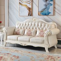 Ensemble de canapés haut de gamme, design moderne, blanc, mobilier de salon, compatible appartement et villa, structure en bois massif, cuir