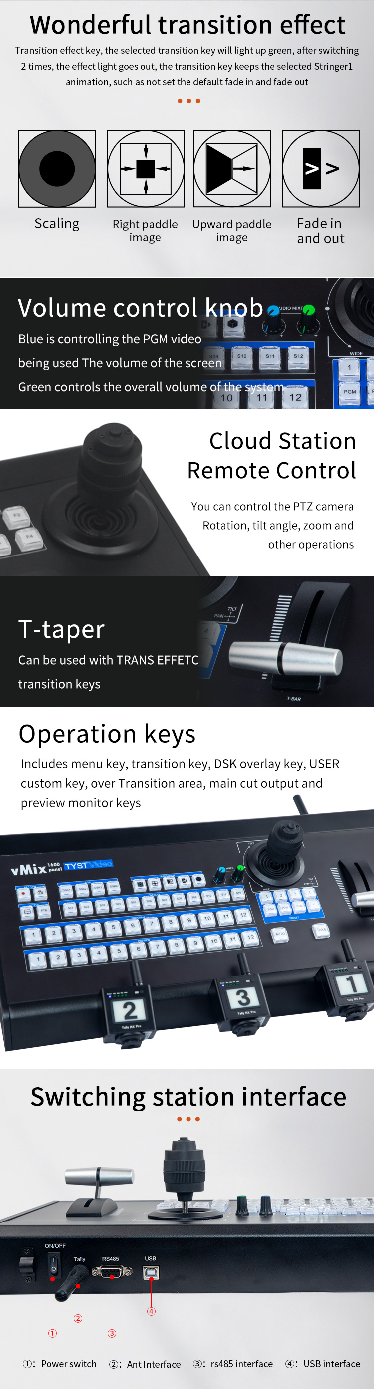 TYST Vmix Mini Switcher – Pannello Di Controllo MIDI 2.0 A 8 Canali Per Vmix E OBS