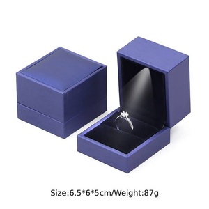 High-end Square PU Leather Jewelry Box with <b>LED</b> <b>Lights</b> for Rings Necklaces Earrings Display in Stock - Product Image 5