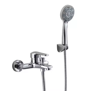 صنبور ثلاثي نحاسي خارجي ناعم من الكروم المصقول نحاسي رذاذ المطر نمط دش حمام بالماء الساخن/البارد مع مفتاح سخان - Product Image 6