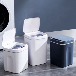 Home Fancy Bathroom Kitchen Touchless Automatic Smart Sensor Trash Can Dustbin Intelligent Garbage Cans With Cover And LED Light