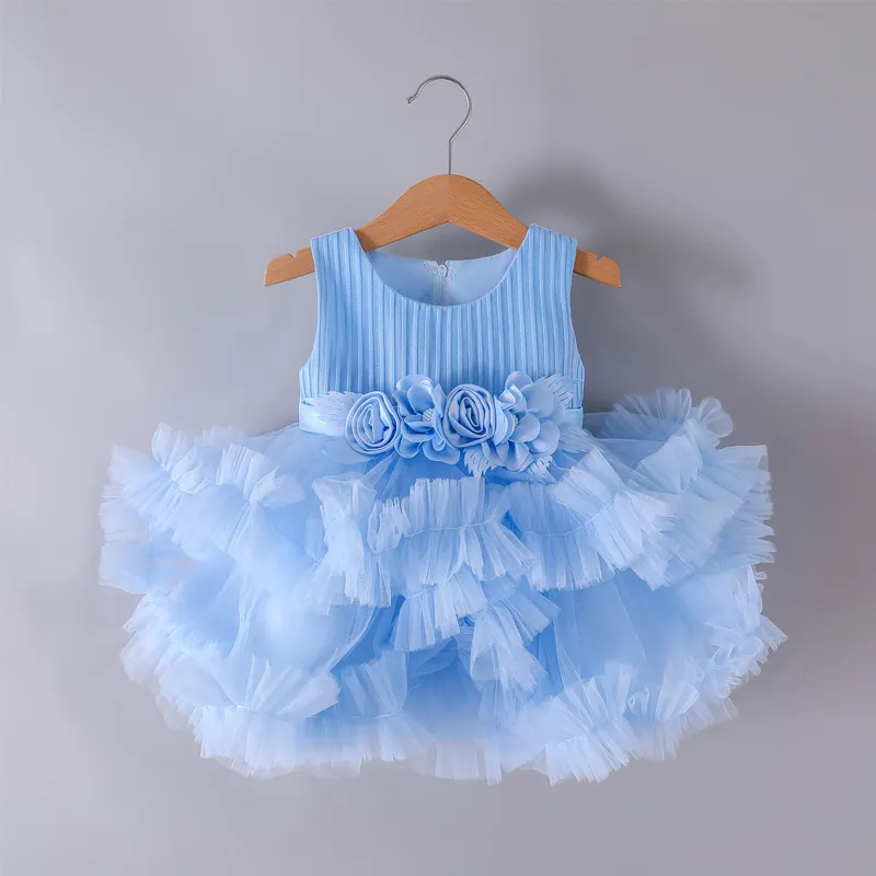 Çiçek prenses elbise kızlar için 0 ila 12 ay sevimli ilmek Petal giysi bebek kız önlük nakış yürüyor yenidoğan