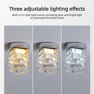 Minimalist Nordic-Style Iron Ceiling Pendant Lamp Crystal Three-Color Temperature for Balcony - Product Image 5