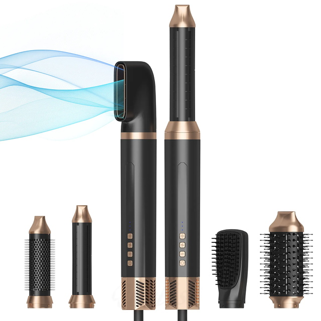 Multifunction Hair Dryer 6 in 1 Hot Air Comb Automatic Curling Rod Straightener Hair Comb Hair Dryer Salon Style Tool Fast Dry