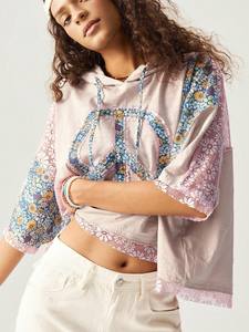 Осенний винтажный Повседневный Женский пуловер в богемном стиле с цветочным принтом в стиле пэчворк с длинным рукавом Толстовка с капюшоном индивидуальный дизайн вязаная уличная одежда - Product Image 3