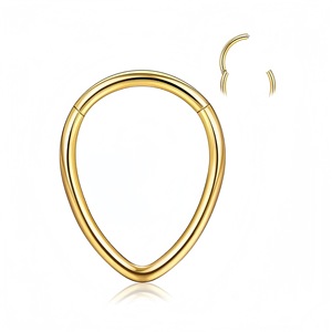 Boucles d'oreilles et anneaux de nez en acier inoxydable en forme de goutte d'eau, couleur or, bijoux de piercing pour cadeau, accessoire de mode - Product Image 1