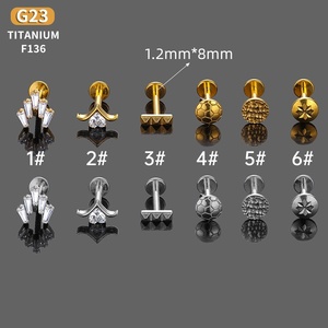 Anneaux de labret à filetage interne en titane YW ASTM F136, piercings de lèvre monore, barres de piercing de lèvre, bijoux - Product Image 3