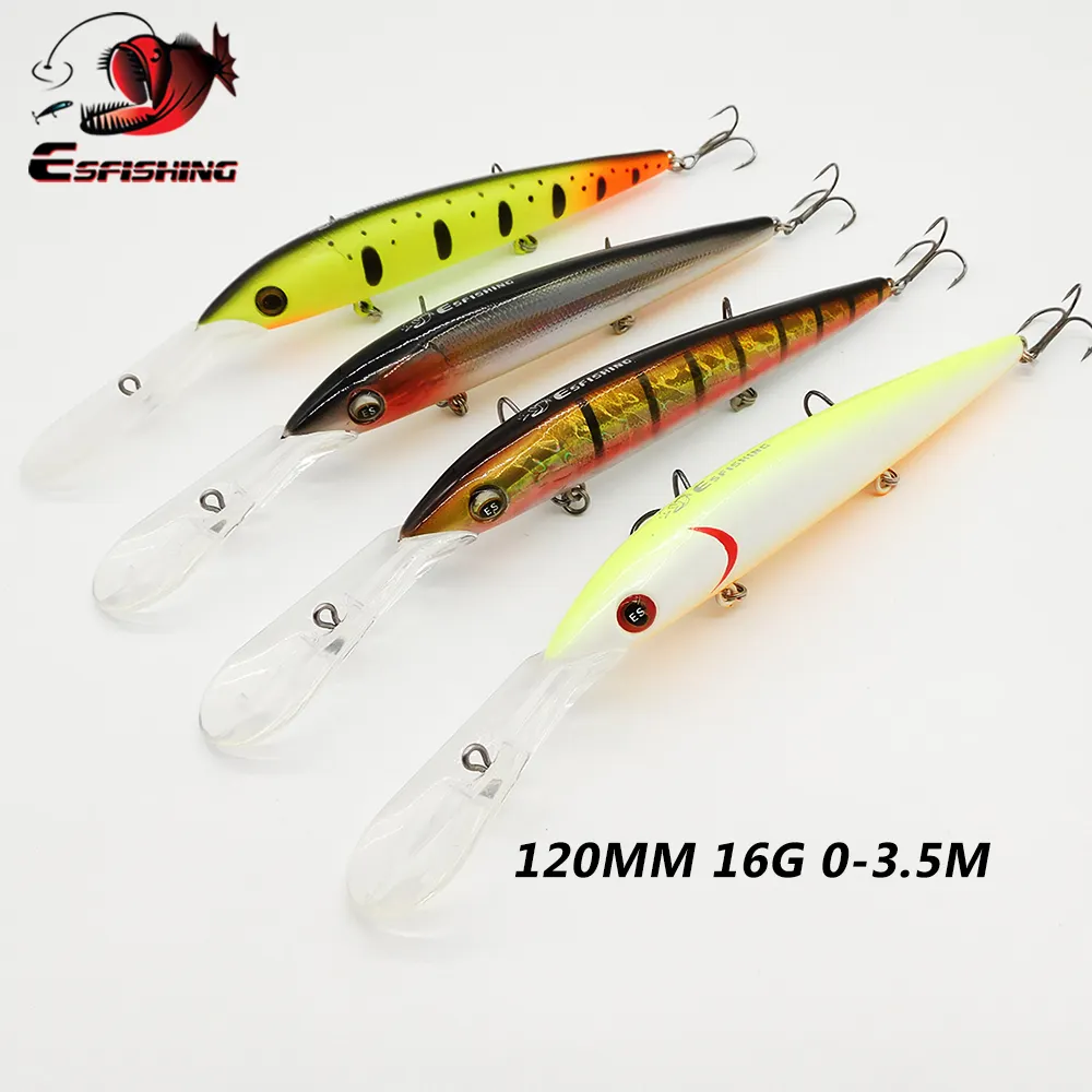 ESFISHING — leurre rigide pour la pêche en eau salée, appât artificiel idéal pour la pêche au bar, wobbler, spinnerbait, 120mm, 16g