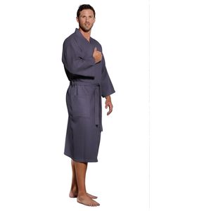 ชุดคลุมอาบน้ำคิโมโนผ้าวาฟเฟิลสำหรับผู้ชาย ผ้าฝ้าย 100% เนื้อนุ่ม น้ำหนักเบา ชุดนอน ชุดคลุมอาบน้ำจากไม้ไผ่สำหรับผู้ชาย ผลิตจากโรงงานเสื้อผ้าเวียดนาม - Product Image 2