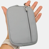 Portefeuille de voyage unisexe en nylon avec fermeture éclair, mini sac à poignet personnalisé avec logo, multi-poches, fenêtre d'identification, étanche, en polyester