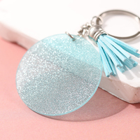 Porte-clés personnalisés en acrylique rond avec paillettes, accessoires vierges pour sublimation