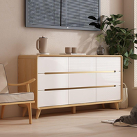 Commode à tiroirs multifonctionnelle en bois de pin européen moderne, faite à la main, grande capacité, design écologique, montage facile pour chambre à coucher