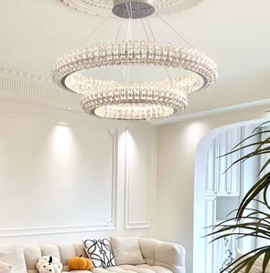 Zeal Lighting Luxury Stainless Steel Circle Chandelier para Lobby Light Grey Crystal Chandelier Light - Product Image 5