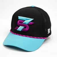Gorra Deportiva Personalizada de Tela Oxford Transpirable con Orificios Láser, Visera Delantera Bicolor, Monograma S, Bordado 3D, Estilo Hip Hop con Letras