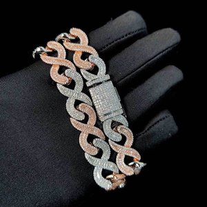 Bracelet à maillons en argent sterling 925 avec breloque diamant de créateur, bijou de luxe unisexe, élégant et étincelant, accessoire cadeau - Product Image 3