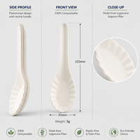 Cuillère à dentelle biodégradable, sans PFAS, recyclable, à bords lisses, tendance, pour service de restauration événementielle
