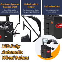 Équilibreuse de roues automatique TONCTOOLS avec écran LED, laser infrarouge, 250W, poids de roue max. 60kg, certifiée CE, pour réparation en garage