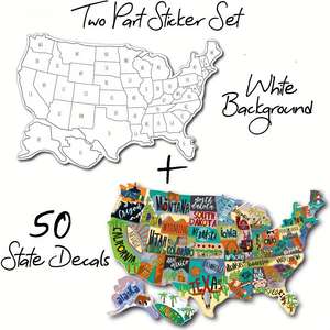 Autocollants en papier de haute qualité pour <span class=keywords><strong>camping</strong></span>-<span class=keywords><strong>car</strong></span>, carte des États-Unis, souvenirs de voyage, suivez vos déplacements, impression UV, imperméable, écologique - Product Image 5