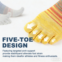 Chaussettes à cinq doigts rayées personnalisées pour hommes et femmes, respirantes en coton, invisibles, athlétiques, avec logo personnalisé