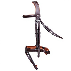 Bride de cheval en cuir de luxe de style anglais, faite à la main, avec frontale personnalisable en couleur et taille (2x3x2m), modèle SULEMAN 0019, accessoire - Product Image 5