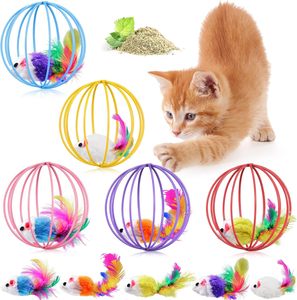 Colorful <b>Cat</b> Toys Wire <b>Cages</b> with Feathers Sustainable PP Material for <b>Cats</b>' Self-Entertainment and Hi Toys - Product Image 1