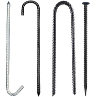 Eternal Star Piquets d'ancrage en acier de 9,5 mm, type crochet, galvanisés brillants, personnalisables, en forme de U/J, filetage M10 pour tentes de trampoline