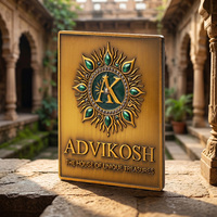 Emblème en métal en alliage de zinc émaillé vintage, forme rectangulaire personnalisée, avec détails 3D en relief, finition bronze antique