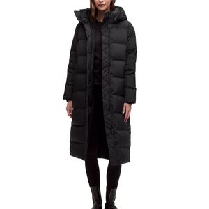 Manteau long noir chaud pour femmes, fabrication OEM, logo personnalisé, nouvelle arrivée, haute qualité, prix bas, tendance - Product Image 1