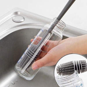 Palanca de Maniobra Larga 360 °   Cepillo de Esponja para Limpiar Botellas de Leche, Licuadoras y Cristalería, Herramienta de Limpieza Profunda que No Raya - Product Image 2