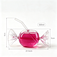 Gobelet en verre borosilicate en forme de bonbon avec paille en verre, joli gobelet à eau en verre transparent pour boissons, jus, lait, décoration d'intérieur, cadeau