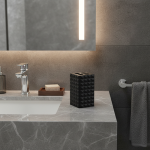Vetro da bagno in poliresina MSV «Kubik» nero 7,2 x 10,6 cm - Product Image 3