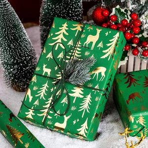 Christmas <b>Wrapping</b> <b>Paper</b> Roll Green Gold Foil Reindeer Tree 17 In X 33 Ft Recycled Gift Craft Packaging <b>Paper</b> - Product Image 2