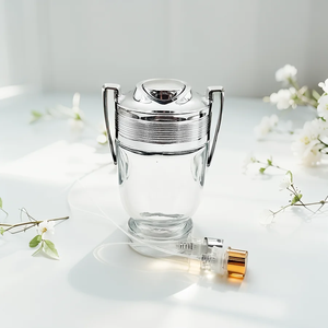 लक्जरी 100 मिलीलीटर इत्र की बोतल के साथ स्क्रीन प्रिंटिंग के लिए ट्रॉफी आकार में कैप खाली स्प्रे ग्लास बोतल - Product Image 3