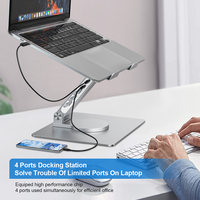Base de Aleación de Aluminio, Soporte USB para Portátil Ajustable, Plegable y Giratorio 360°, Compatible con iPad