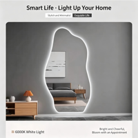 Miroir mural sans cadre pour projet hôtelier, miroir de corps ondulé, miroir de salle de bain LED sur pied, miroir LED pleine longueur irrégulier ondulé
