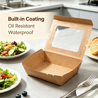 Caja de Papel Kraft para Llevar Ensaladas con Ventana Transparente, Envase de Grado Alimenticio para Frutas y Comidas, Cajas de Papel para Alimentos con Impresión Personalizada