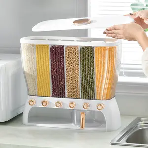 Automatic rice bucket bins beans Barrel Kitchen Accessories Plastic Storage Organizer Grain Container Food Cereal Dispenser